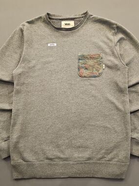 Vans Middleton Grey Crewneck Sweatshirt w/ Tropical Floral Pocket